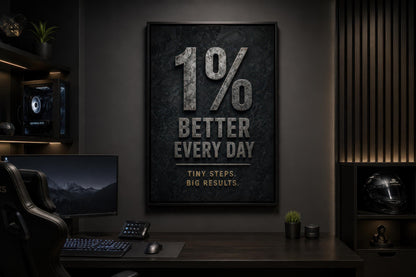 1% Better Every Day Motivational Wall Art - Gym Wall Decor