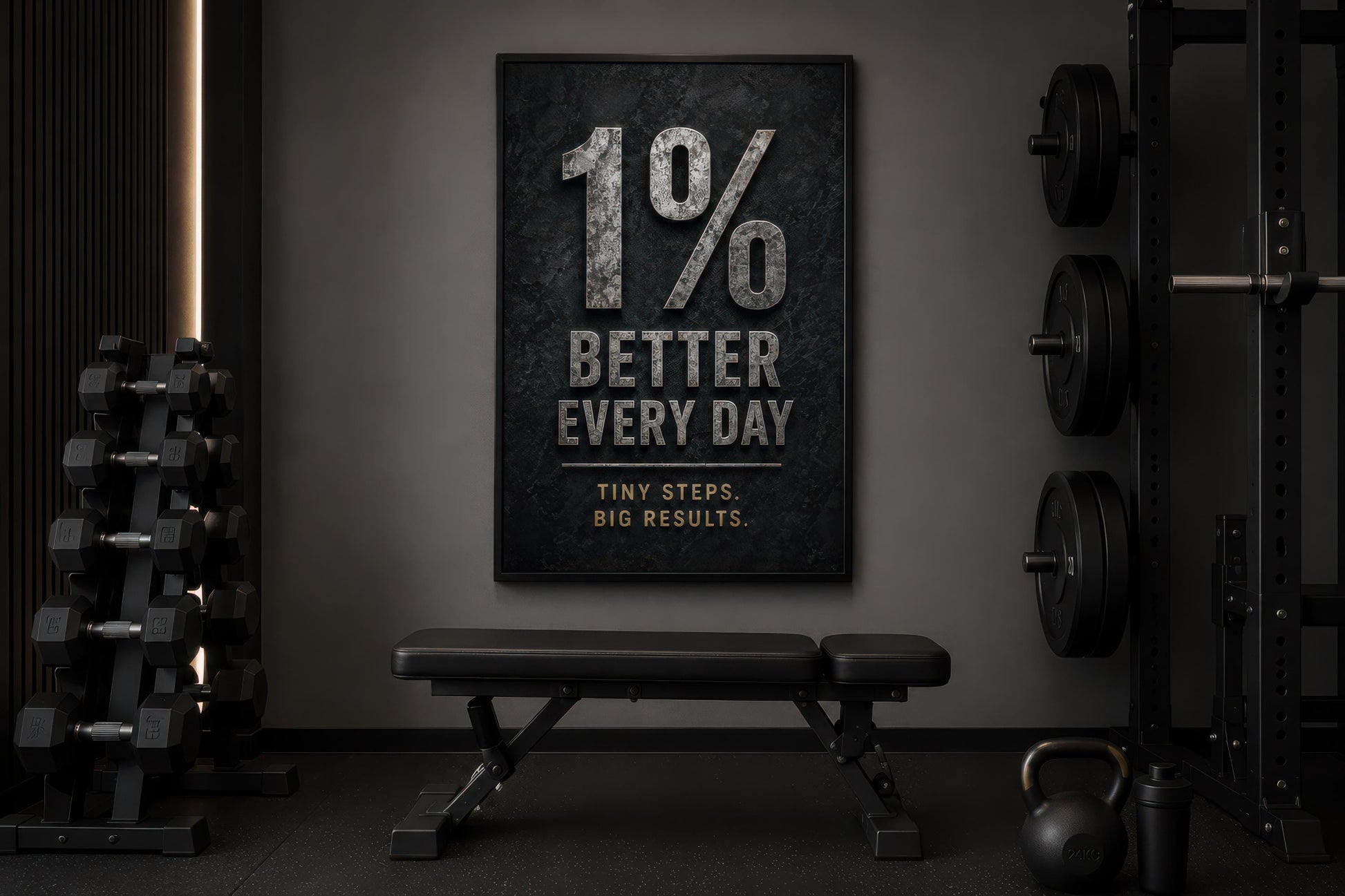 1% Better Every Day Motivational Wall Art - Gym Wall Decor