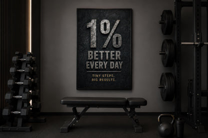 1% Better Every Day Motivational Wall Art - Gym Wall Decor