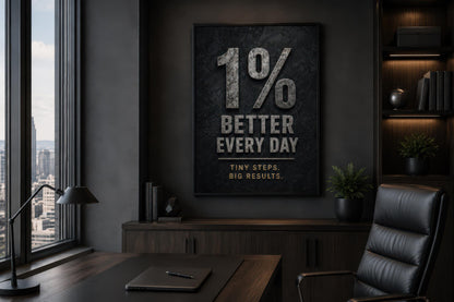 1% Better Every Day Motivational Wall Art - Gym Wall Decor