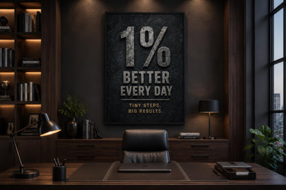 1% Better Every Day Motivational Wall Art - Gym Wall Decor