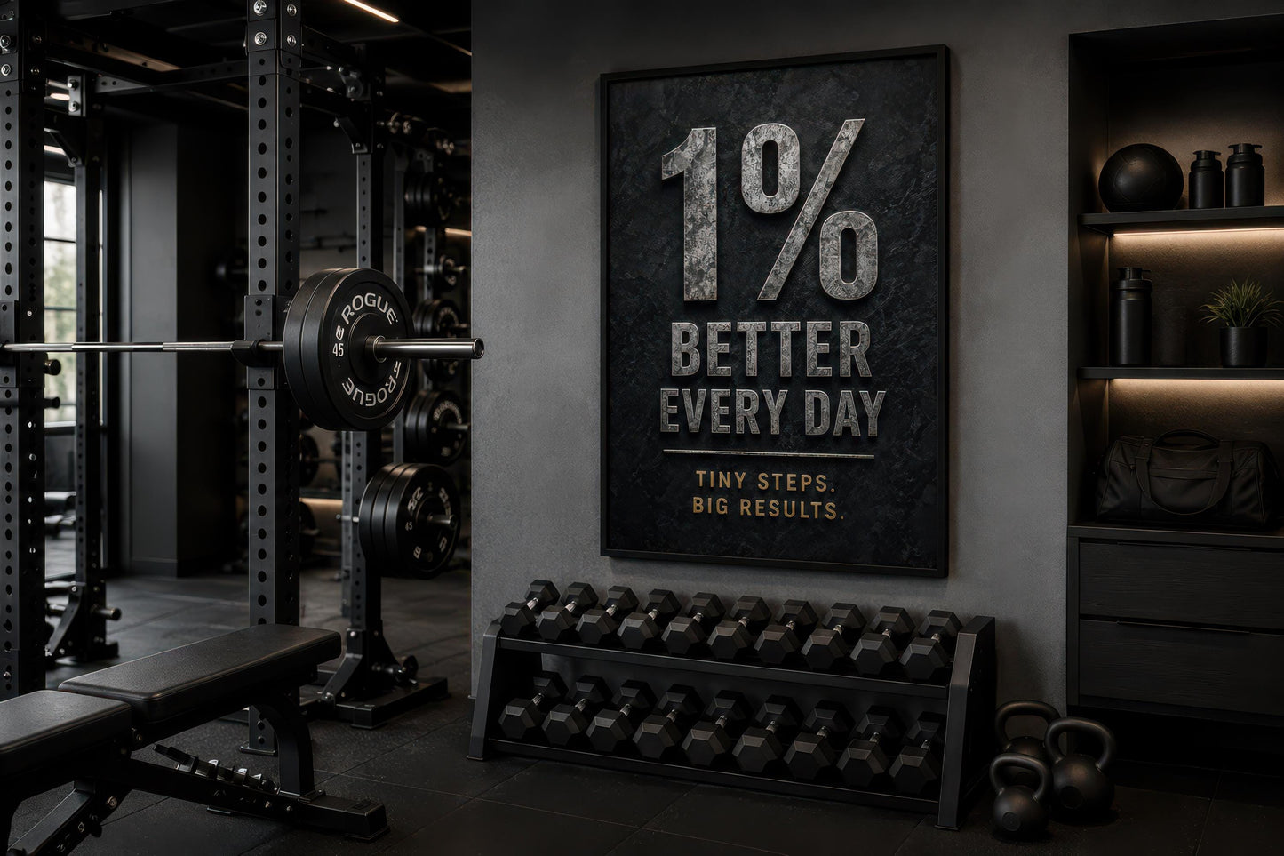 1% Better Every Day Motivational Wall Art - Gym Wall Decor