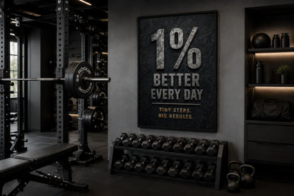 1% Better Every Day Motivational Wall Art - Gym Wall Decor