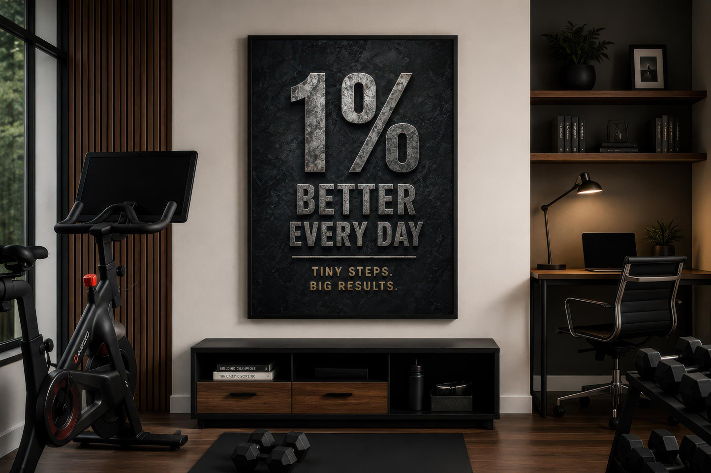 1% Better Every Day Motivational Wall Art - Gym Wall Decor