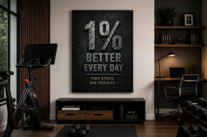1% Better Every Day Motivational Wall Art - Gym Wall Decor