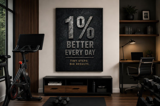 1% Better Every Day Motivational Wall Art - Gym Wall Decor
