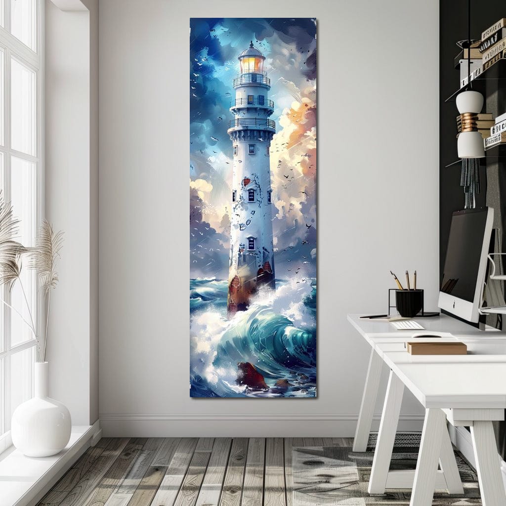 Lighthouse Beacon at Sea Canvas Wall Art
