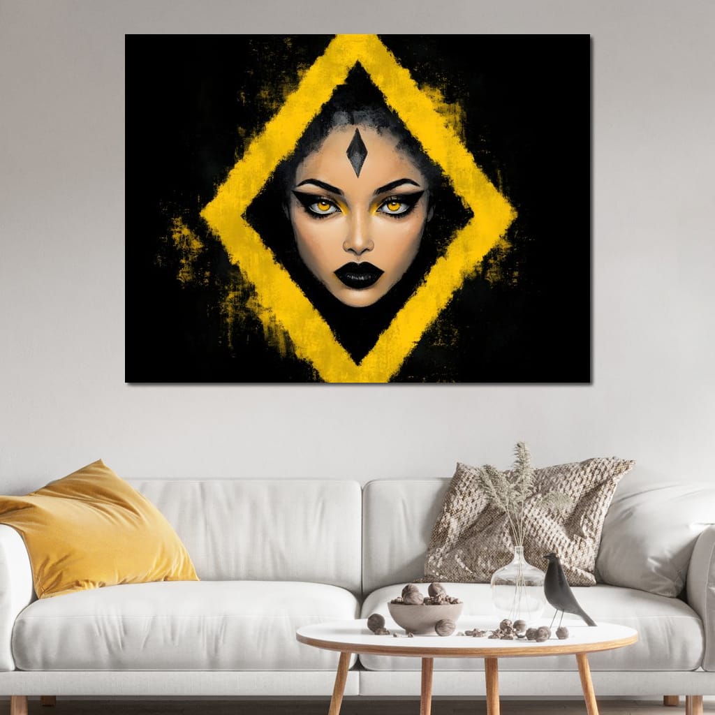 Golden Stare of Midnight Queen Canvas Wall Art