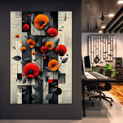 Spectral Monochrome Blooms Canvas Wall Art