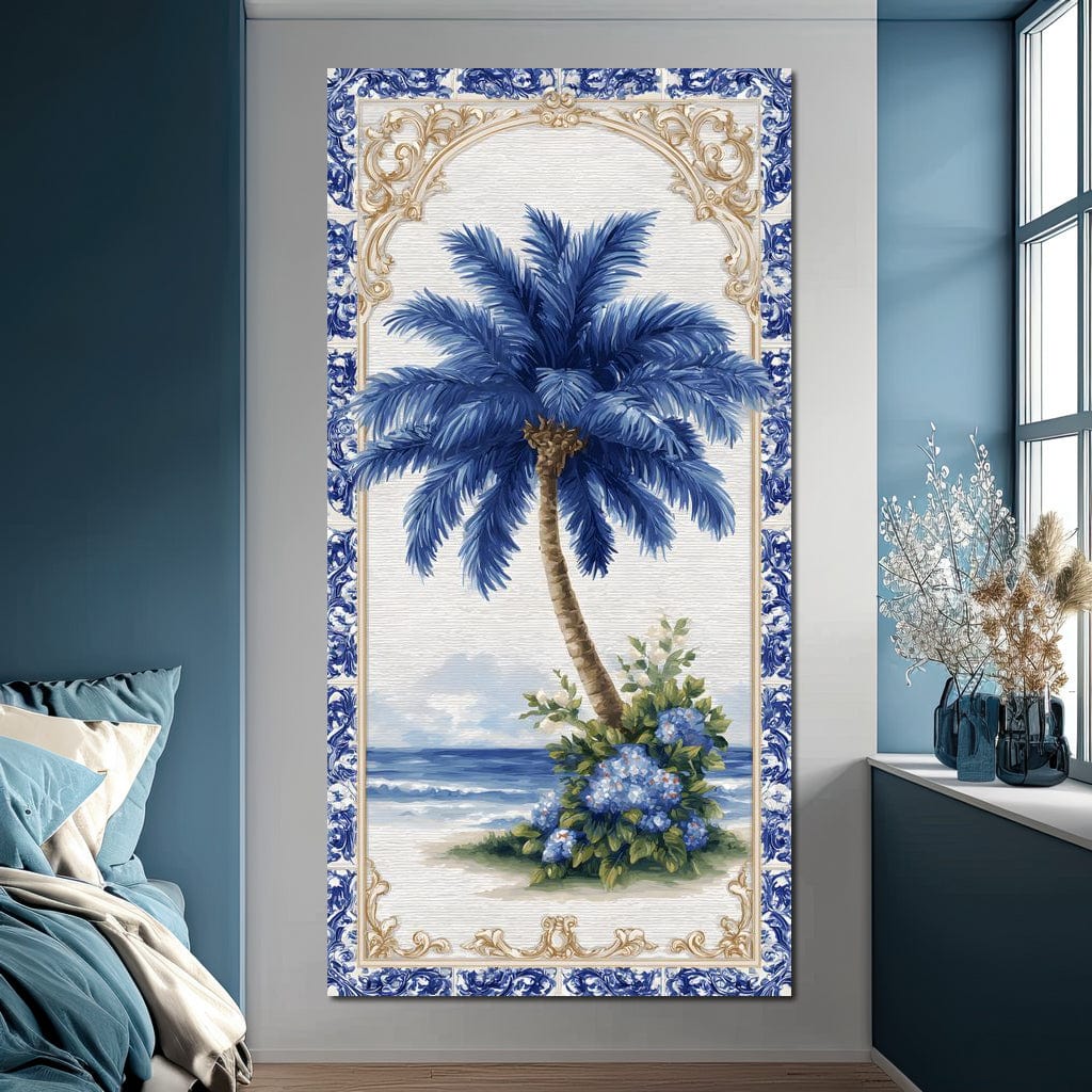 Coastal Blue Palm Reverie Canvas Wall Art