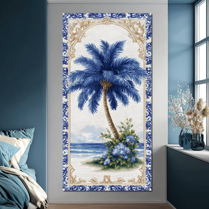 Coastal Blue Palm Reverie Canvas Wall Art
