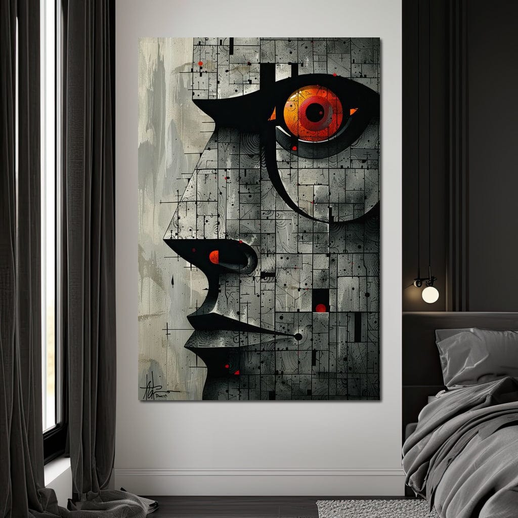Enigmatic Gaze Fractal Mosaic Canvas Wall Art