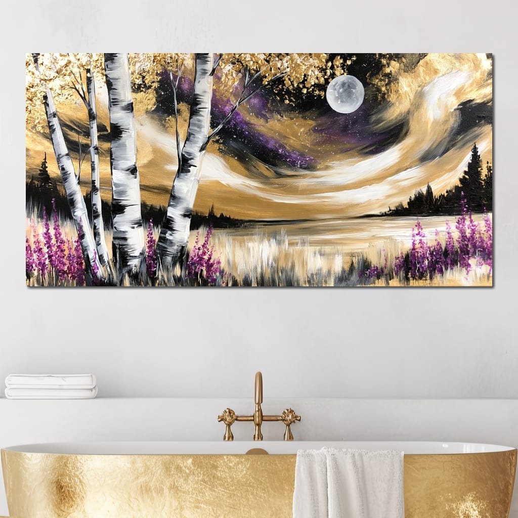 Golden Solstice Over The Purple Wilds Canvas Wall Art