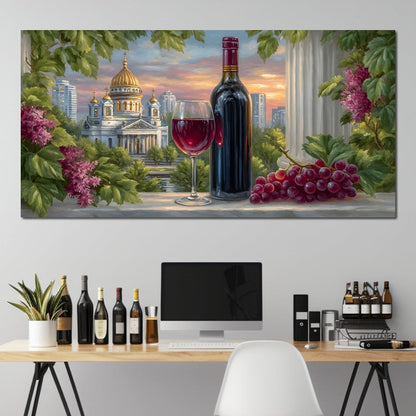 Gilded Reflections Vineyard Balcony Canvas Wall Art
