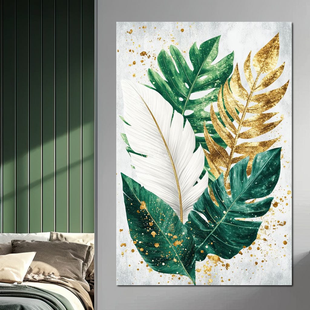 Golden Leaf Rhythm in Nature Canvas Wall Art