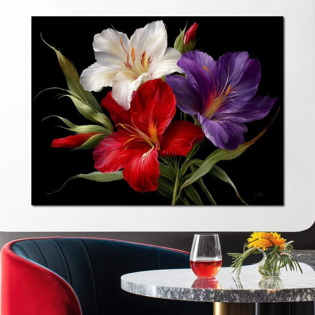 Gladiolus Garden Noir Bloom Canvas Wall Art
