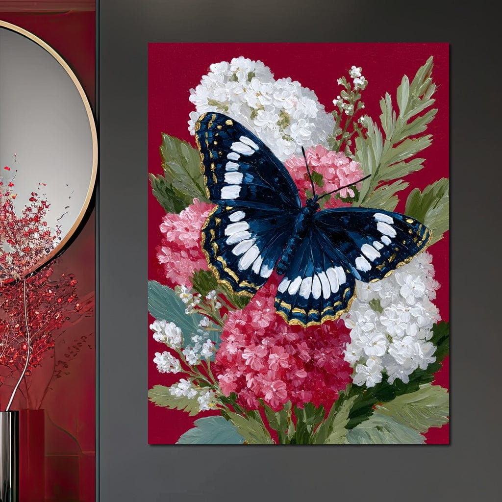 Midnight Butterfly Garden Bouquet Canvas Wall Art