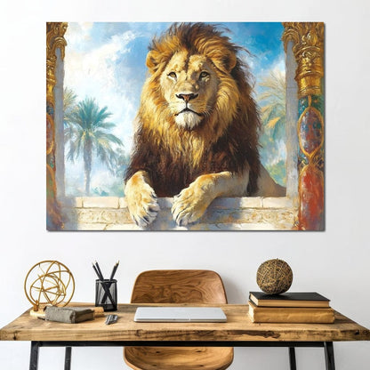 Lion Oasis Canvas Wall Art