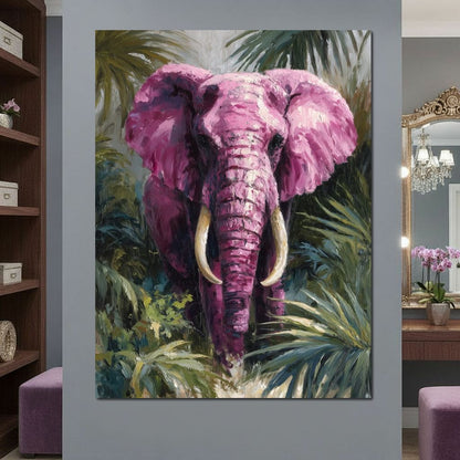 Magenta Elephant Jungle Glory Canvas Wall Art