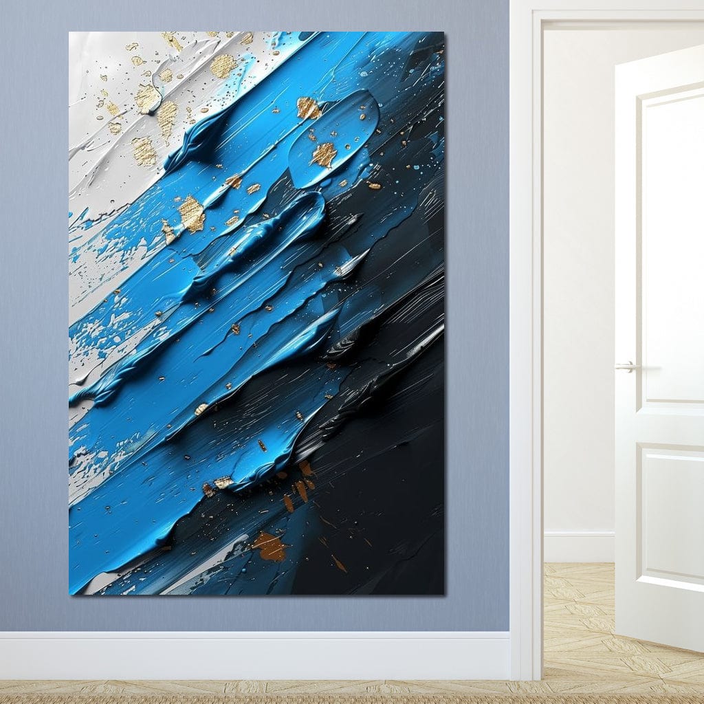 Sapphire Currents Goldleaf Flow Canvas Wall Art