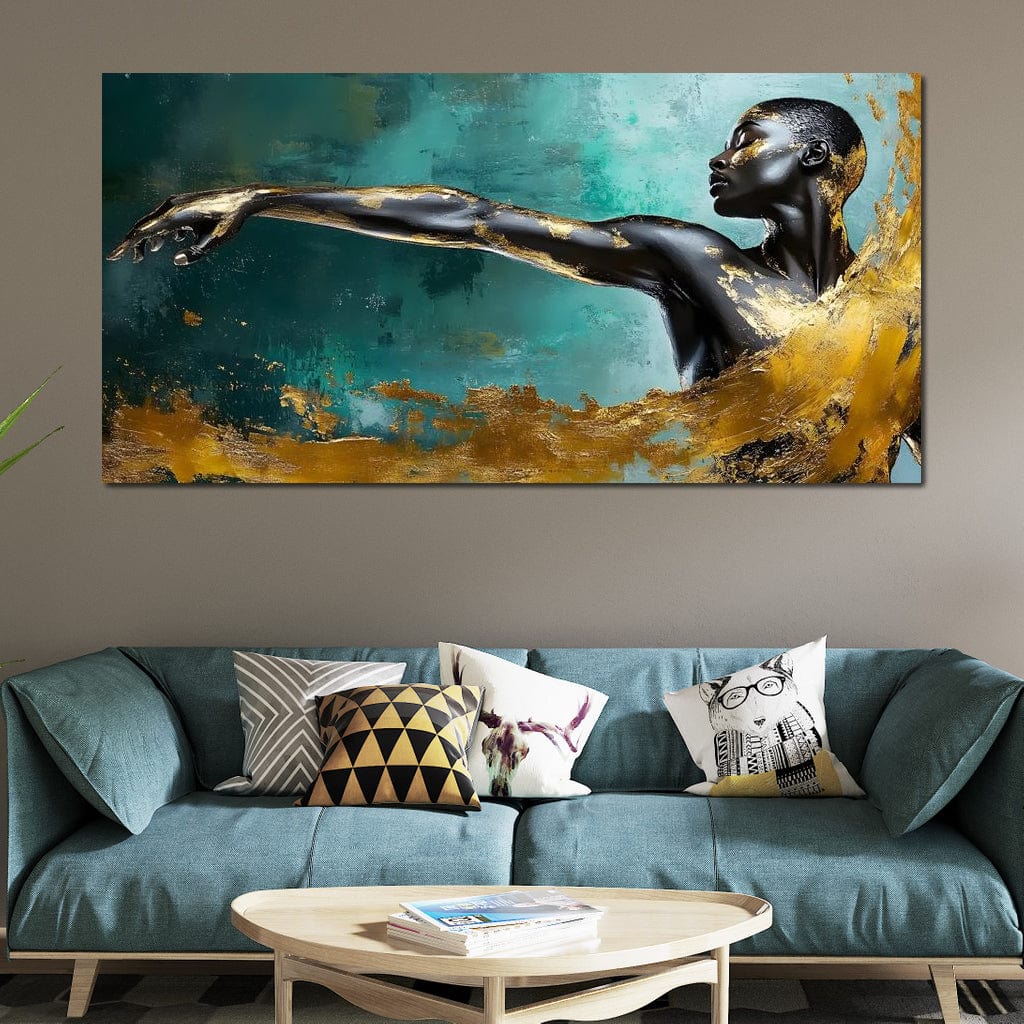 Golden Essence of Movement Canvas Wall Art