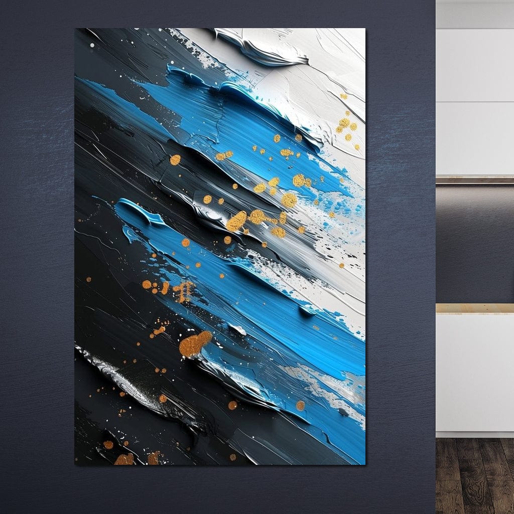 Sapphire Strokes Gold Specks 2 Canvas Wall Art