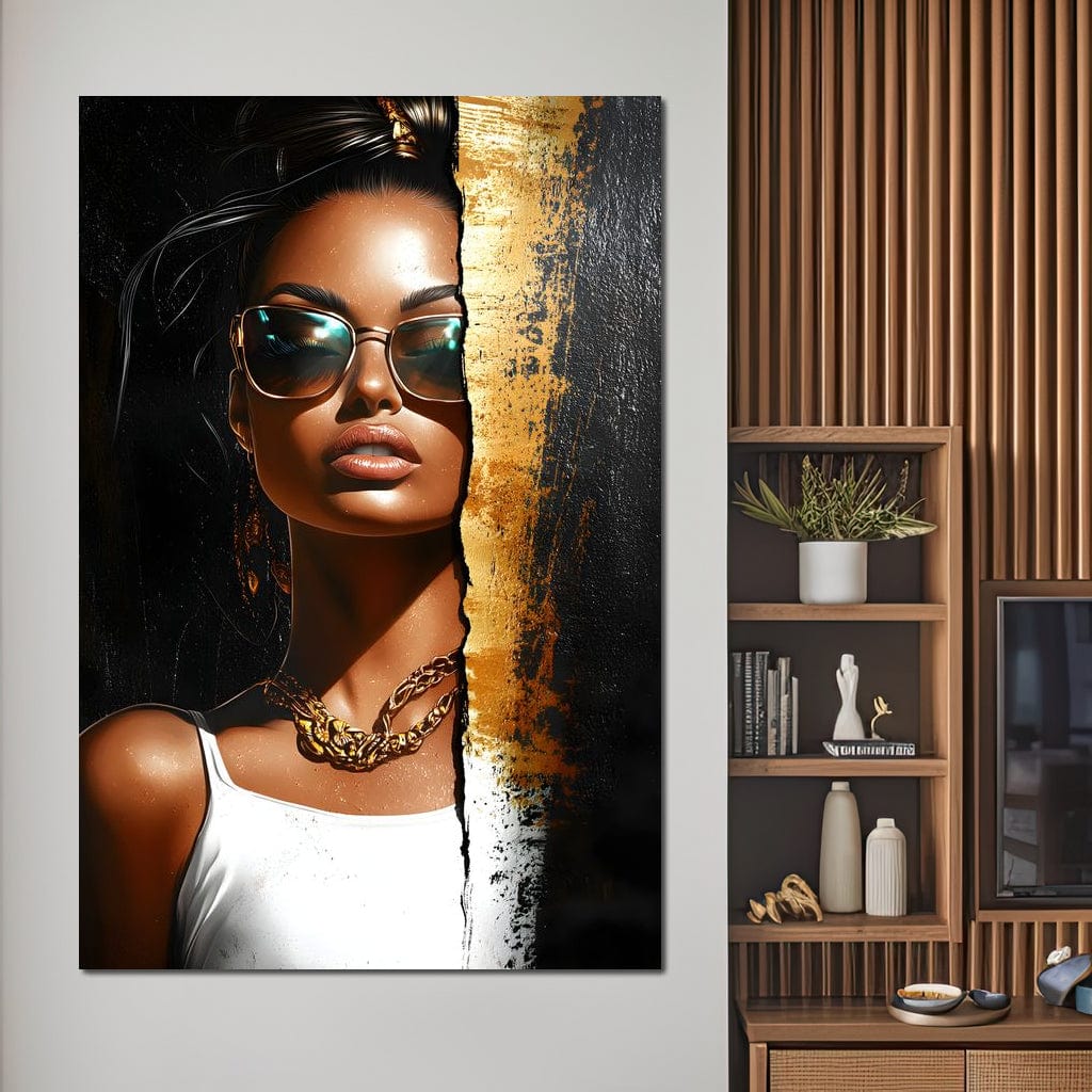 Golden Radiance Encounter Canvas Wall Art