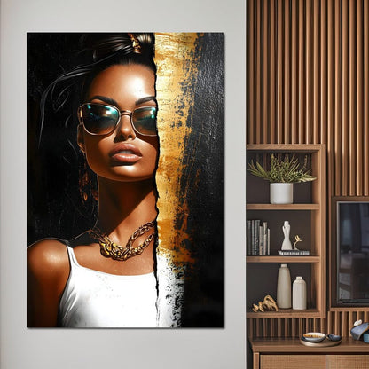 Golden Radiance Encounter Canvas Wall Art