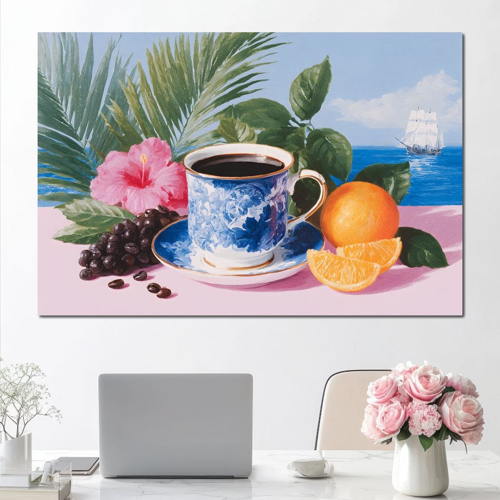 Tropical Voyage Morning Coffee Bliss Canvas Wall Art