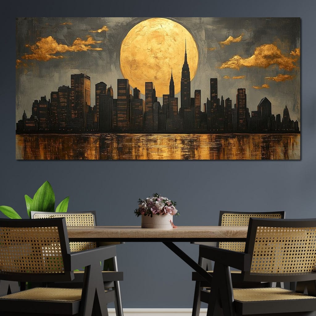 Golden Reflections Skyline Canvas Wall Art