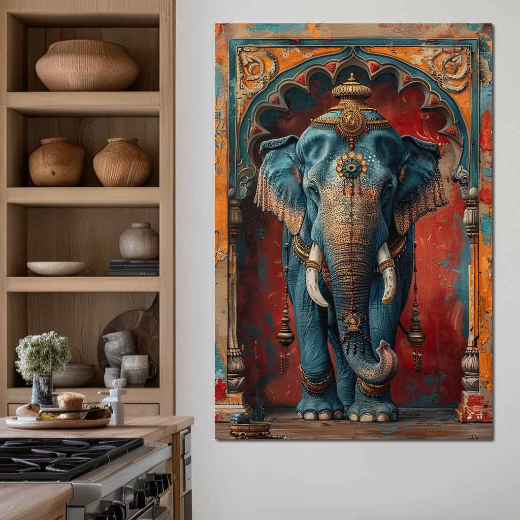 Majestic Sapphire Elephant Canvas Wall Art