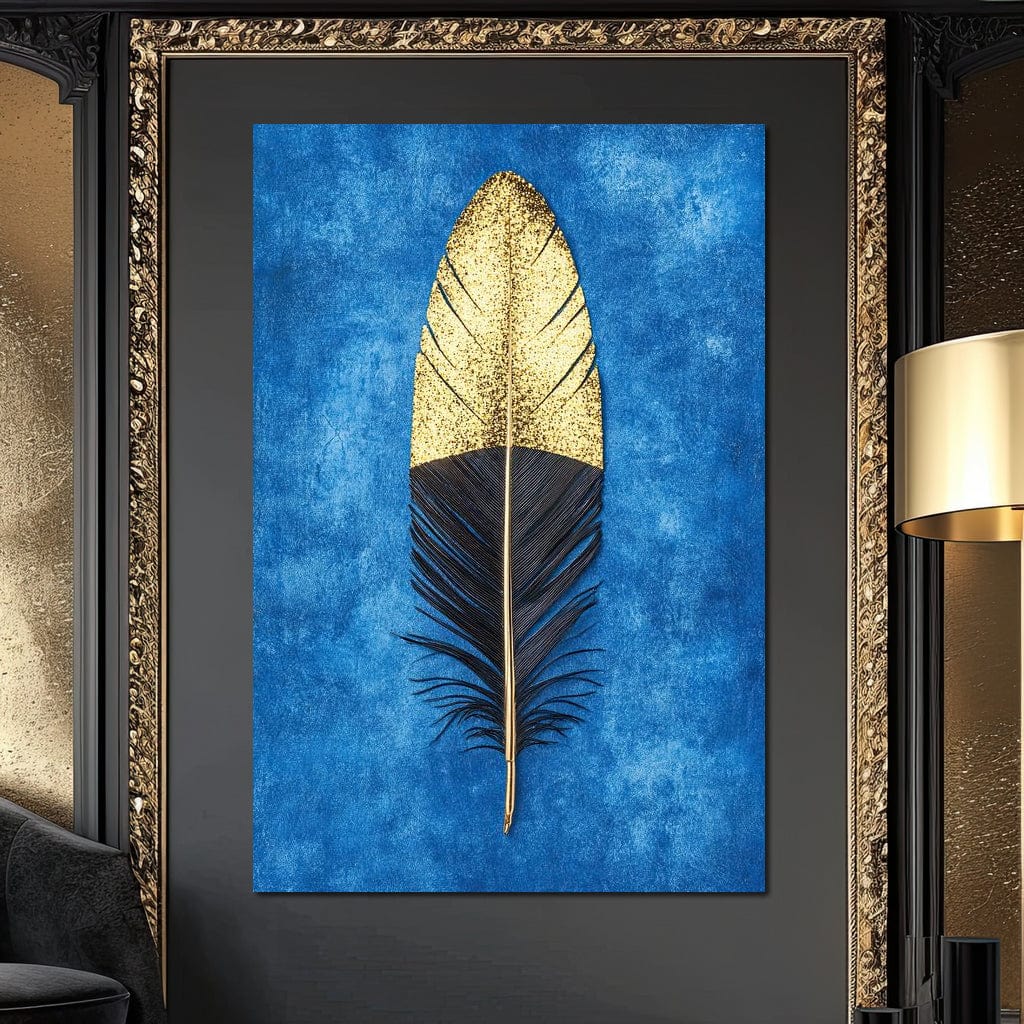 Golden Plume Harmony Canvas Wall Art