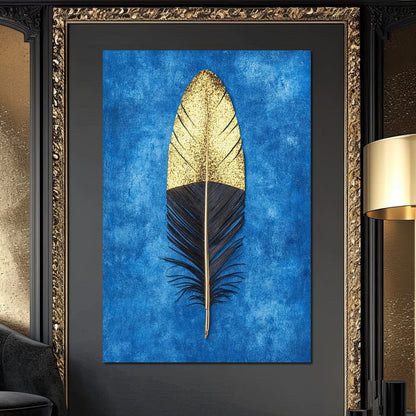 Golden Plume Harmony Canvas Wall Art
