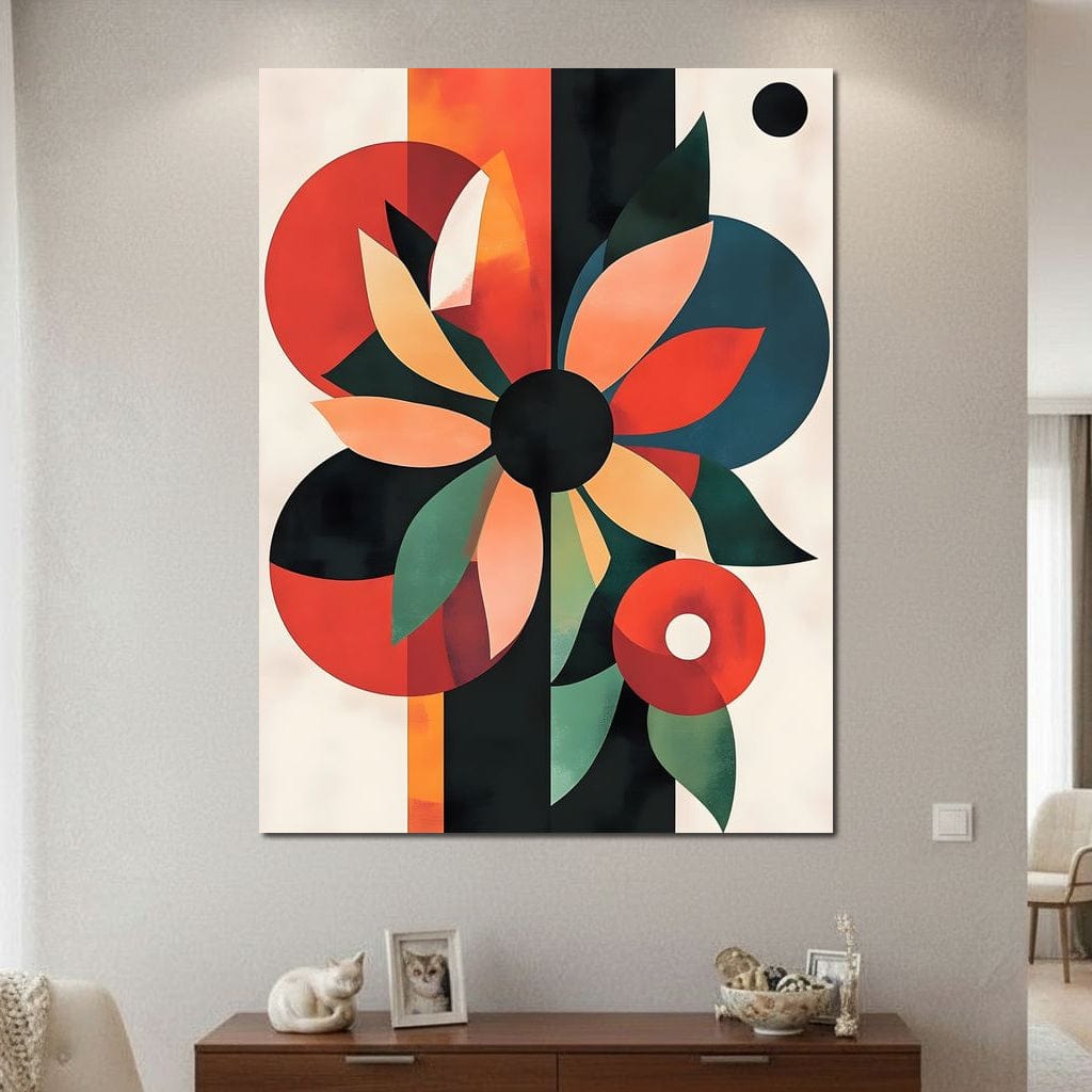 Abstract Floral Geometric Burst Canvas Wall Art
