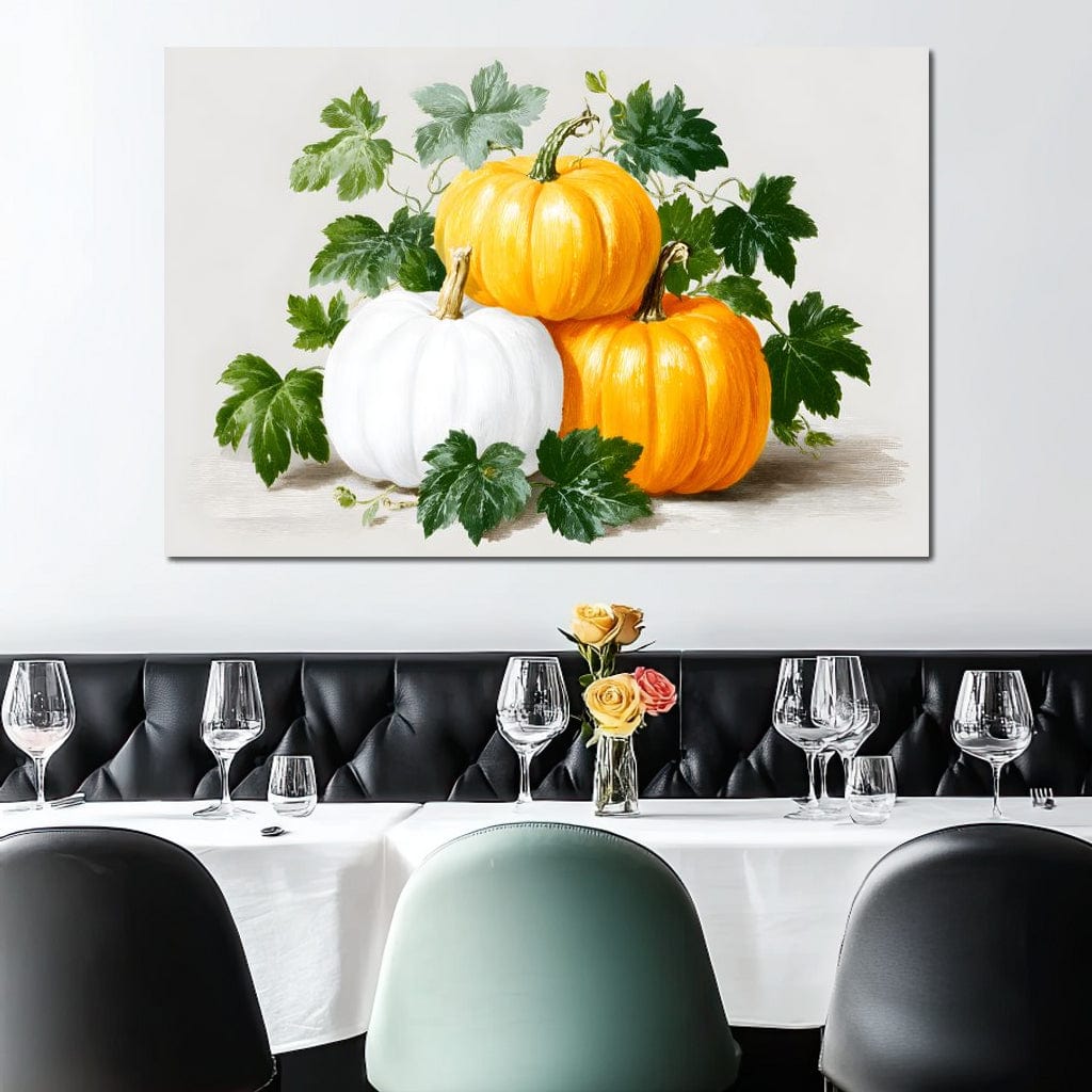 Harvest Pumpkin Trio Botanical Canvas Wall Art