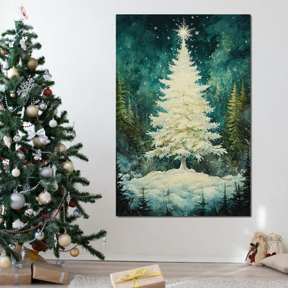 Enchanted Christmas Tree Radiance Canvas Wall Art