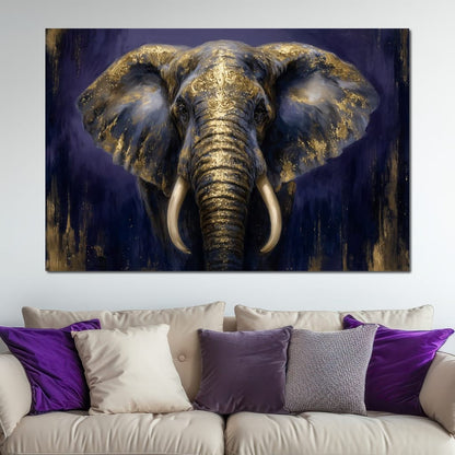 Regal Gold Elephant Majesty Canvas Wall Art