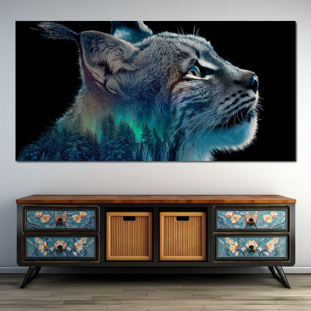 Aurora Lynx Spirit Portrait Canvas Wall Art