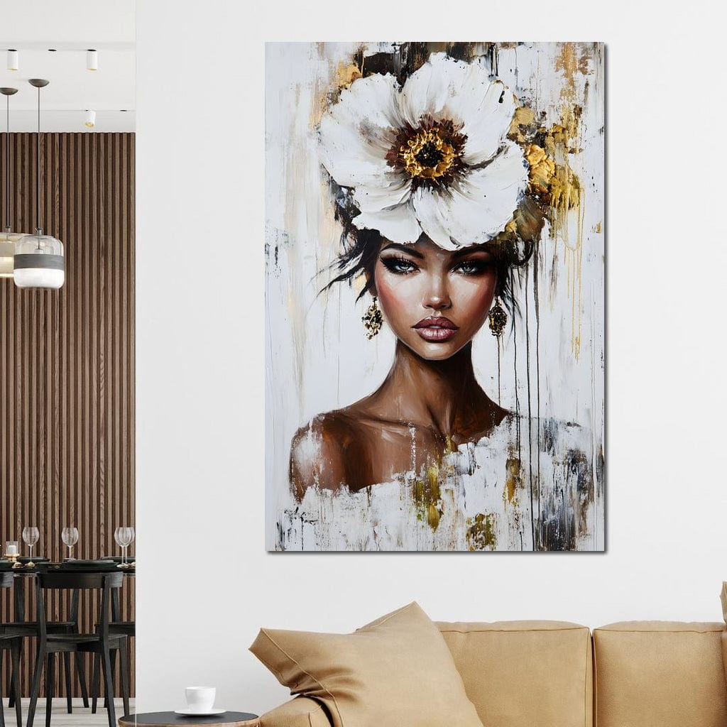 Golden Petal Elegance Canvas Wall Art