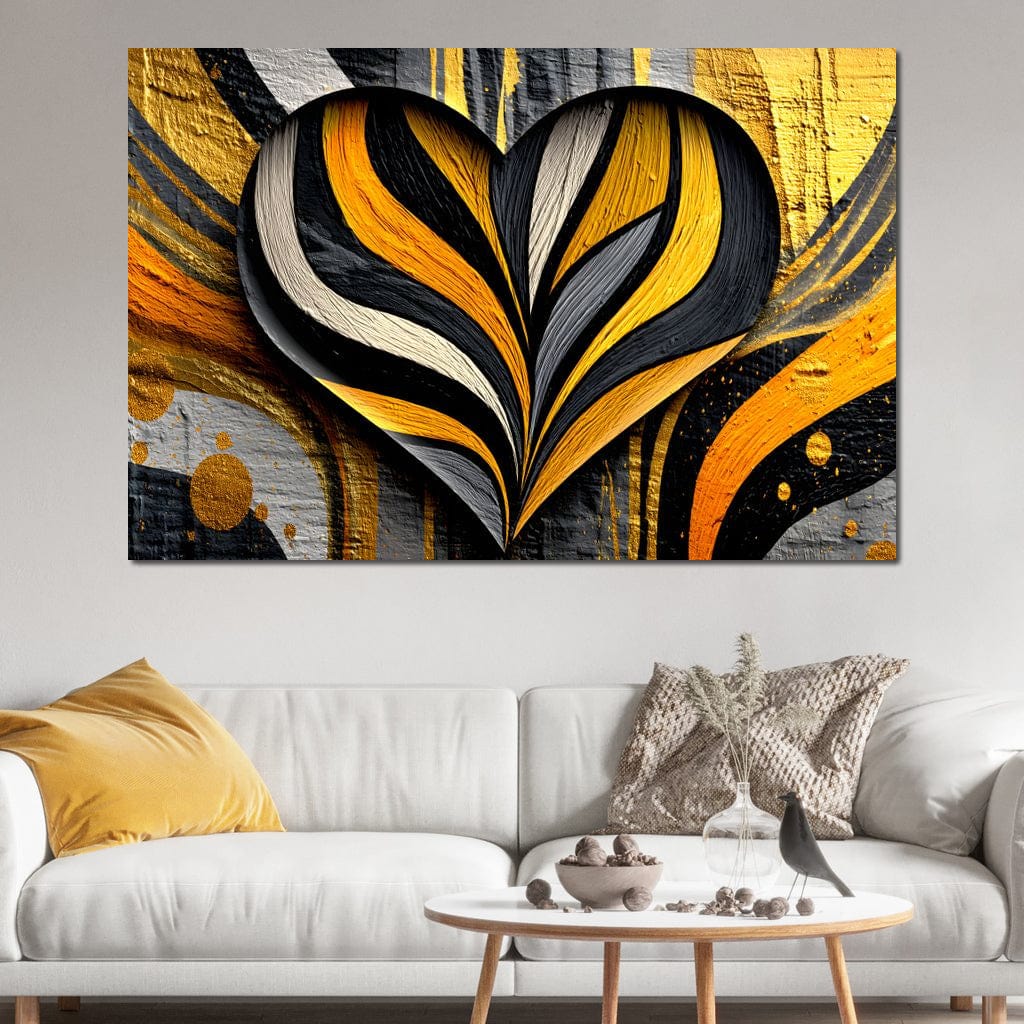Golden Heartbeat Essence Canvas Wall Art