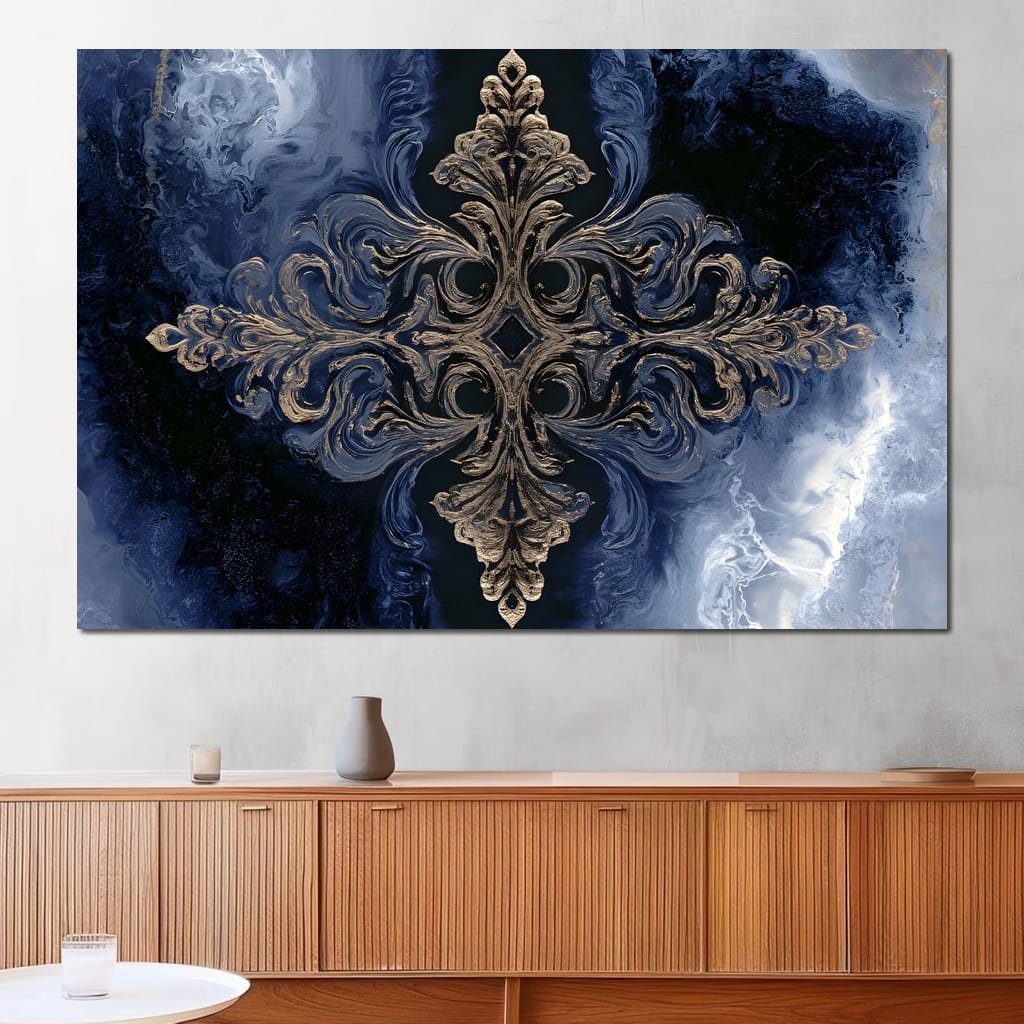 Gilded Blue Reverie Canvas Wall Art