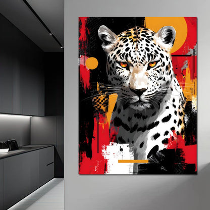 Golden Sun Leopard Stare Canvas Wall Art