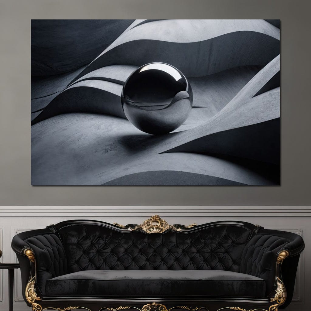 Black Mirror Sphere Canvas Wall Art