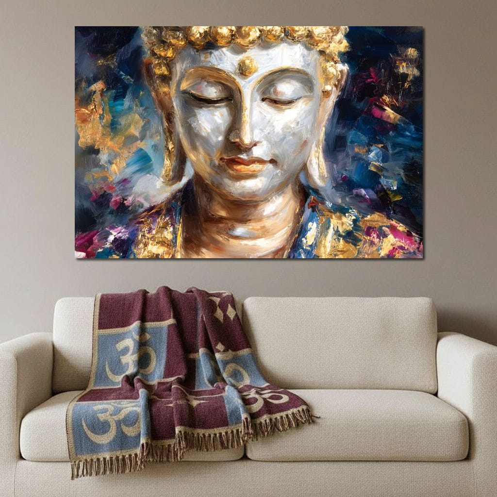 Golden Buddha Meditation Glow Canvas Wall Art