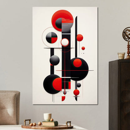 Architectural Symphony in Red and Charcoal Canvas Wall Art