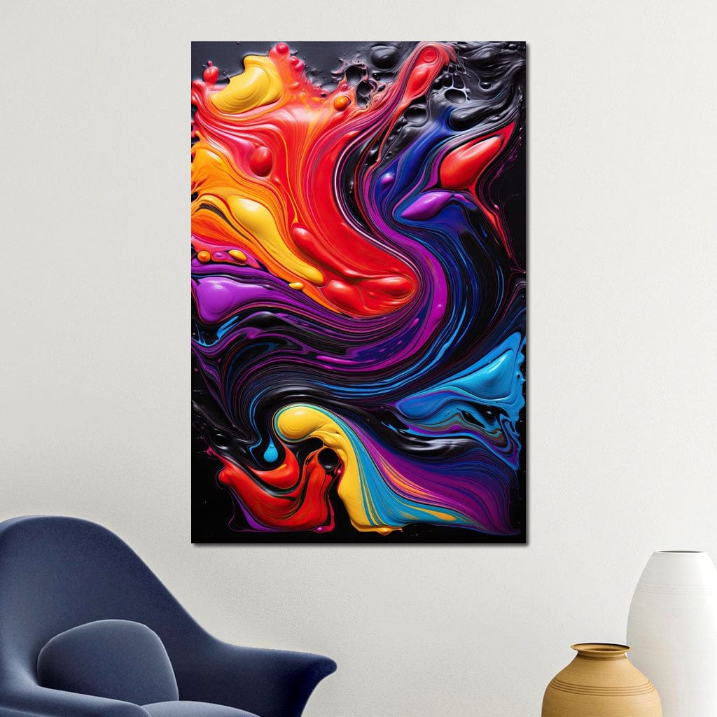 Twilight Abyss Energetic Pour Canvas Wall Art