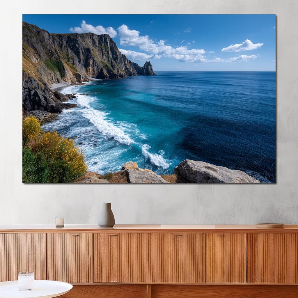 Wild Sea Cliffs Panorama Canvas Wall Art
