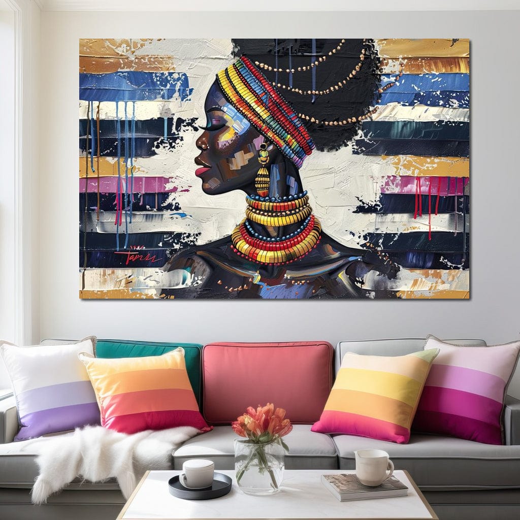 African Elegance in Ochre Gold Canvas Wall Art
