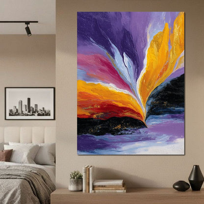 Golden Rift Over Violet Tide Canvas Wall Art