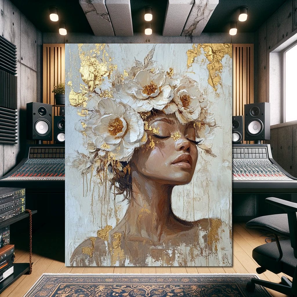 Golden Blossom Dream Essence Canvas Wall Art